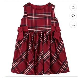 Carter’s red plaid Christmas dress with diaper cover.